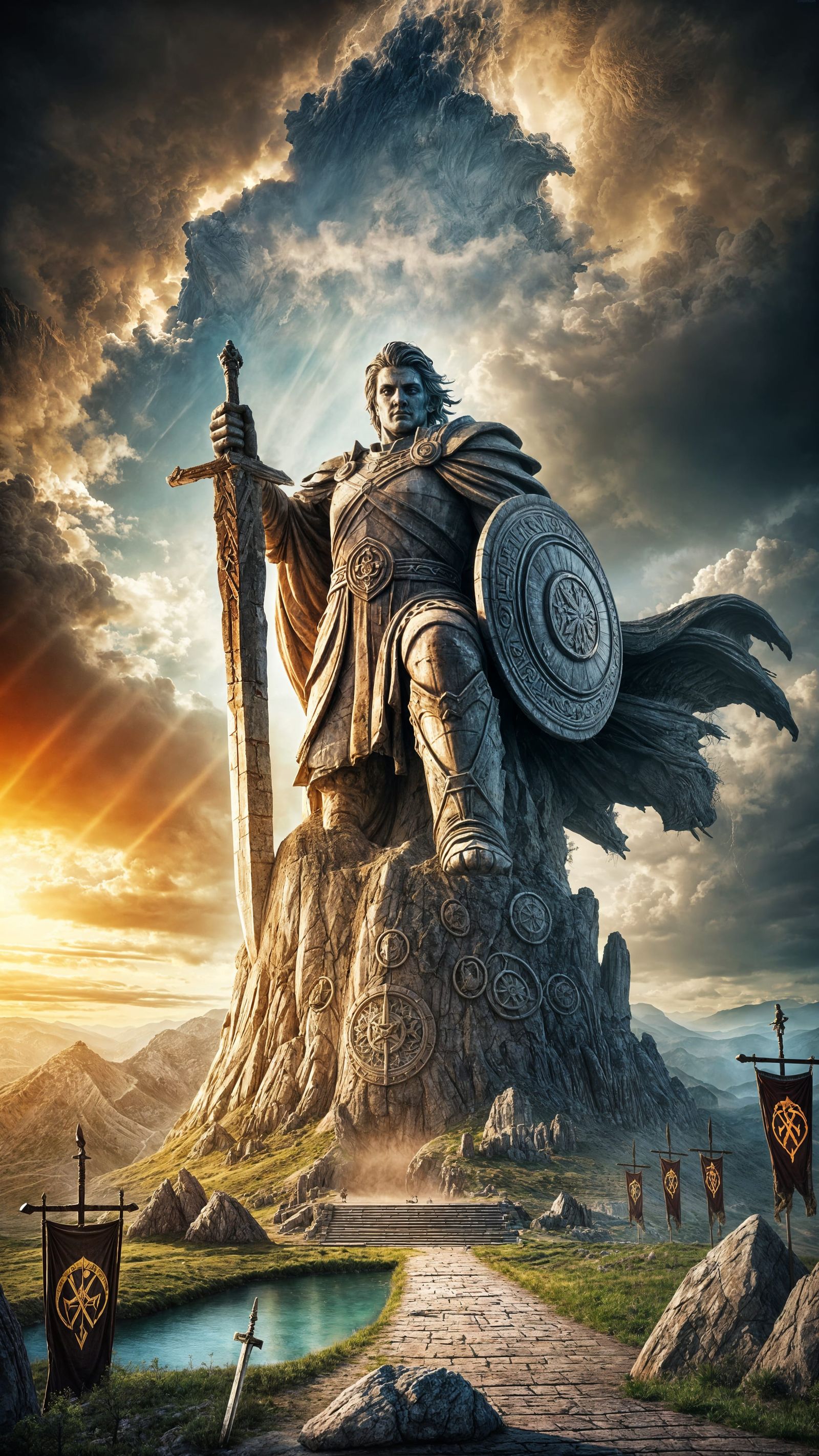 Warrior Statue Embodies Unyielding Combat Strength