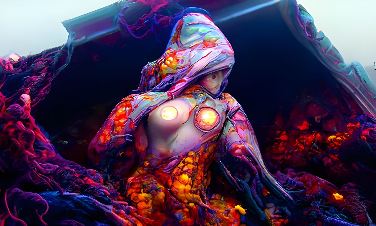 Girl in Bio Scarf: Alien Steampunk Rendering