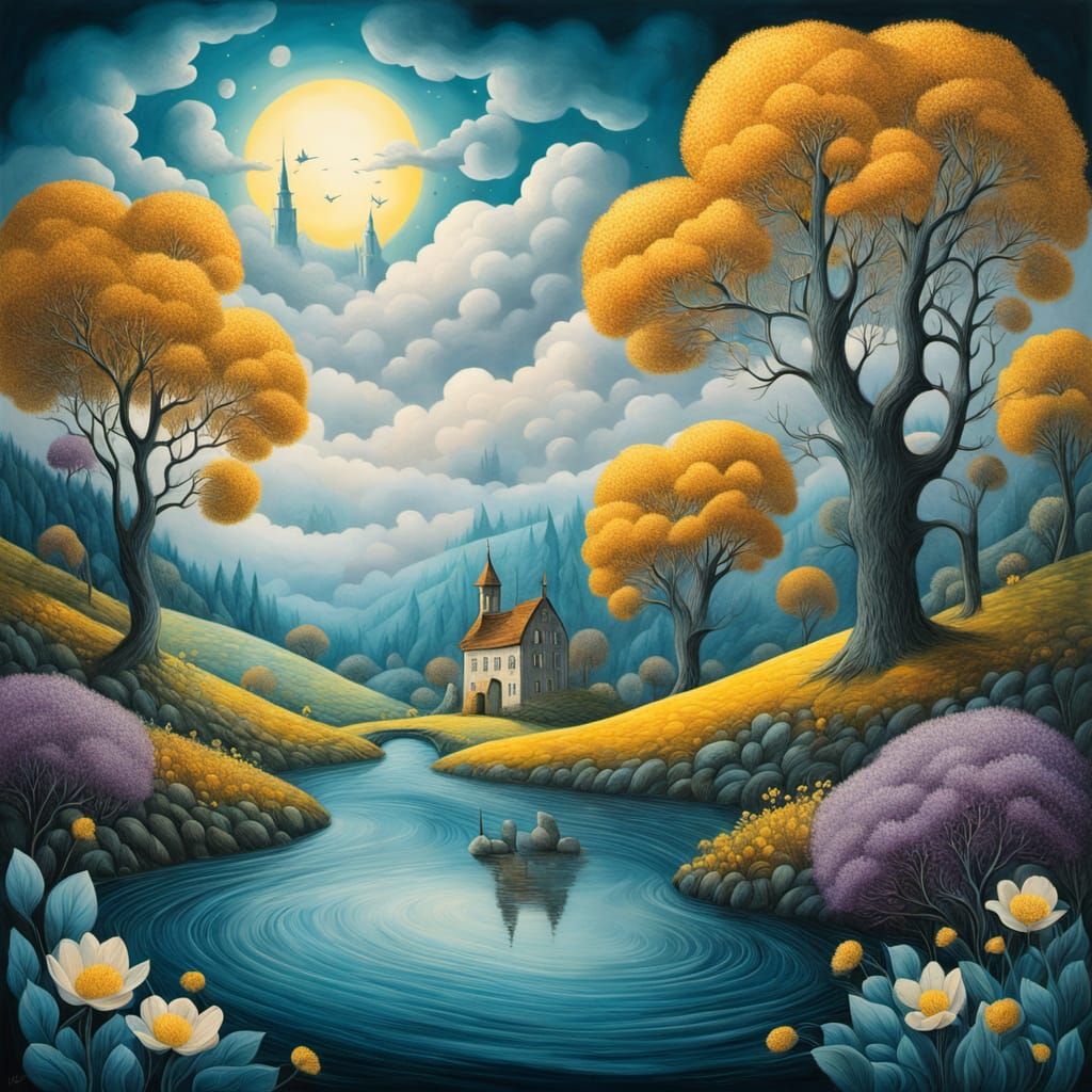 Whimsical Spring Wonderland in Vibrant Colors