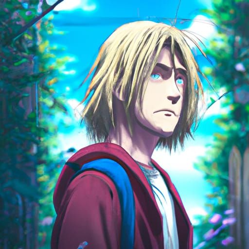 Kurt Cobain as Studio Ghibli Anime Key Visual