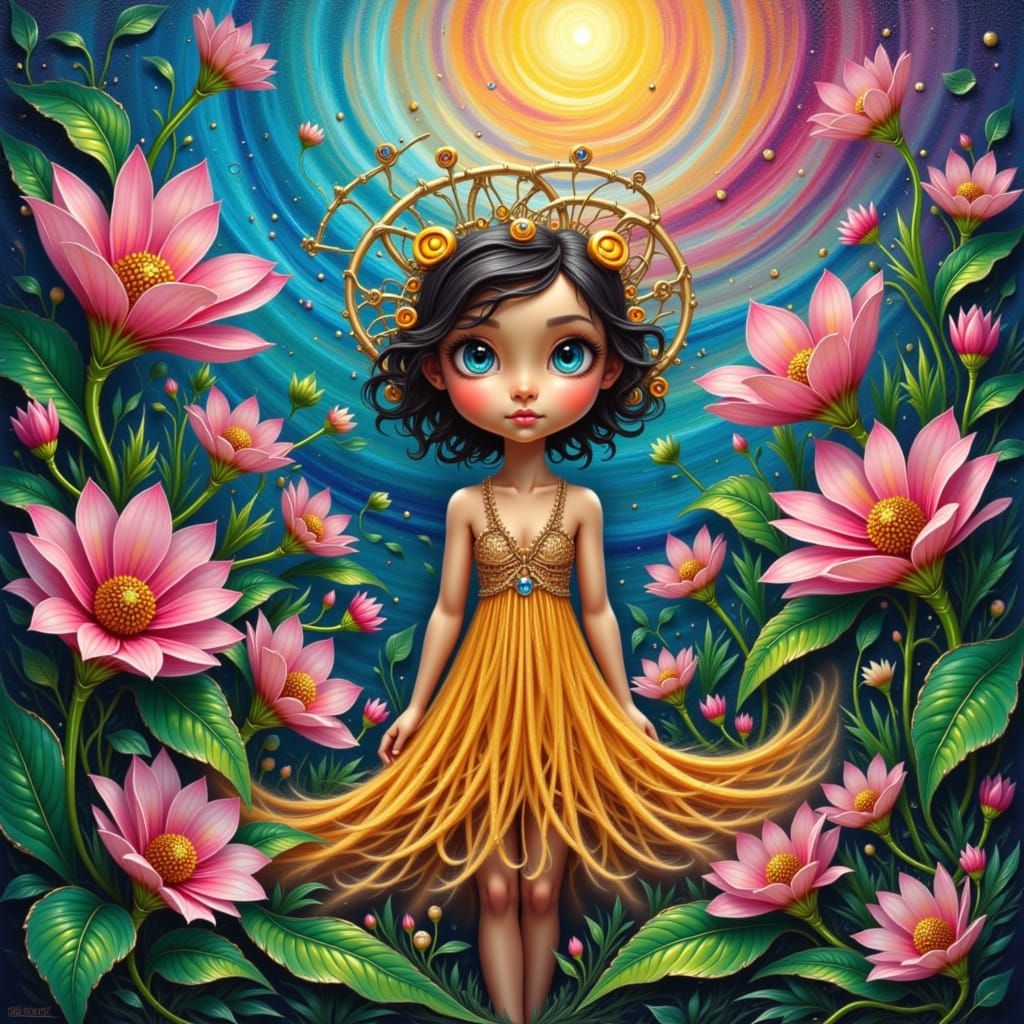 Lantana Creature in Art Nouveau Style