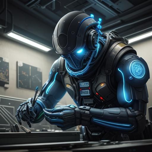 Sci-Fi Workshop Scene in Vibrant 3D Anime Art