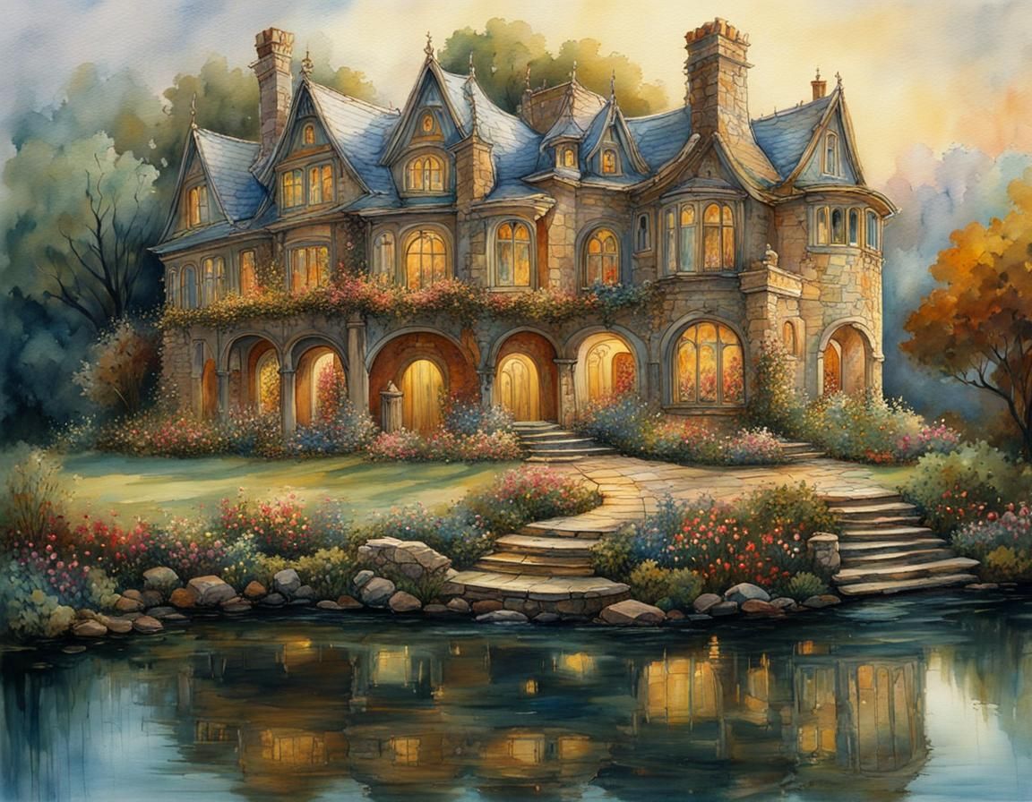 Ancient Stone House in Art Nouveau Rococo Style