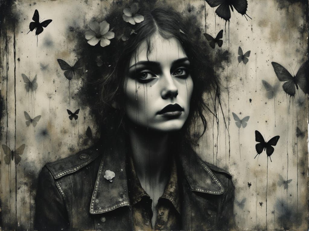 Surreal Female Figure Embodies Chaos in Watercolor and Ink