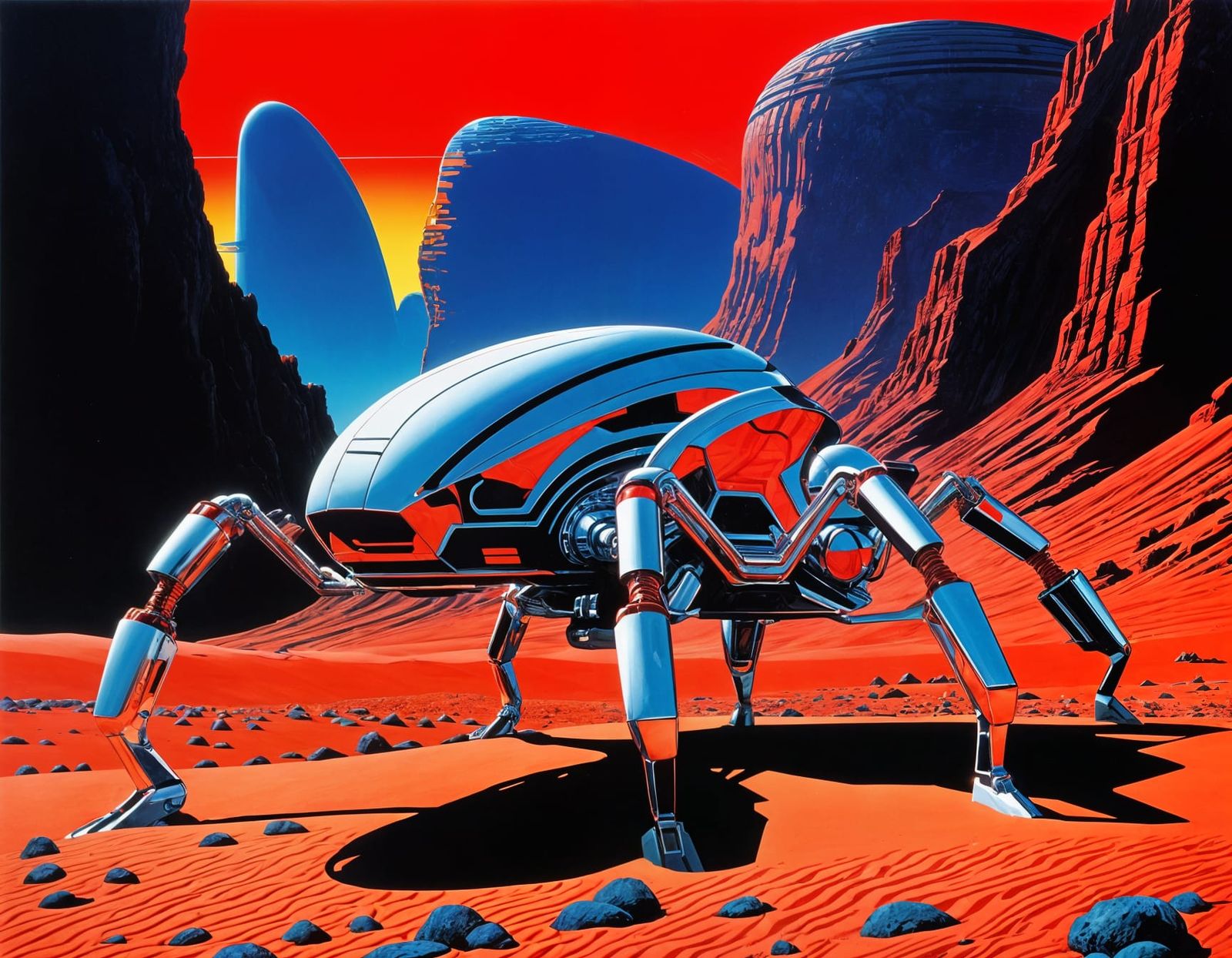 Biomechanical Sci-Fi Creature on Alien Planet