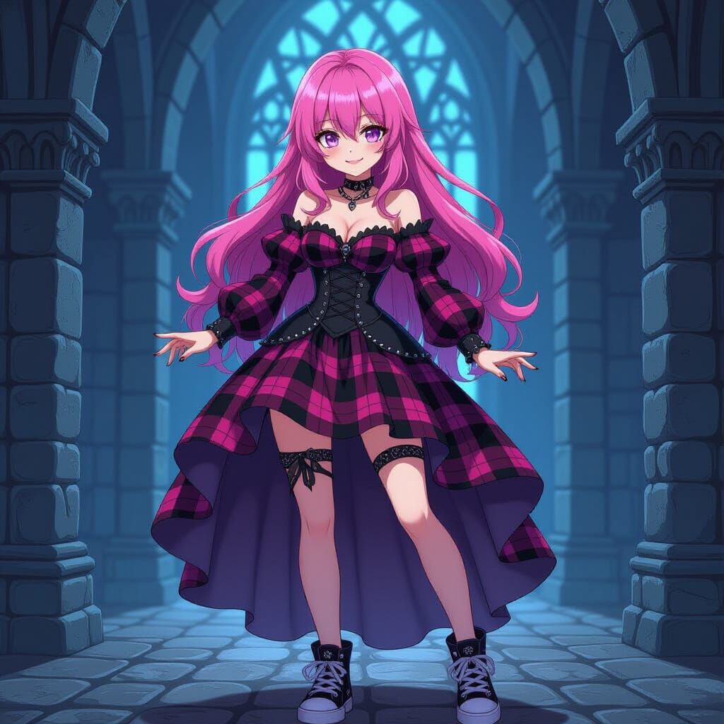 Gothic Anime Woman in Castle - Manga Scan Style