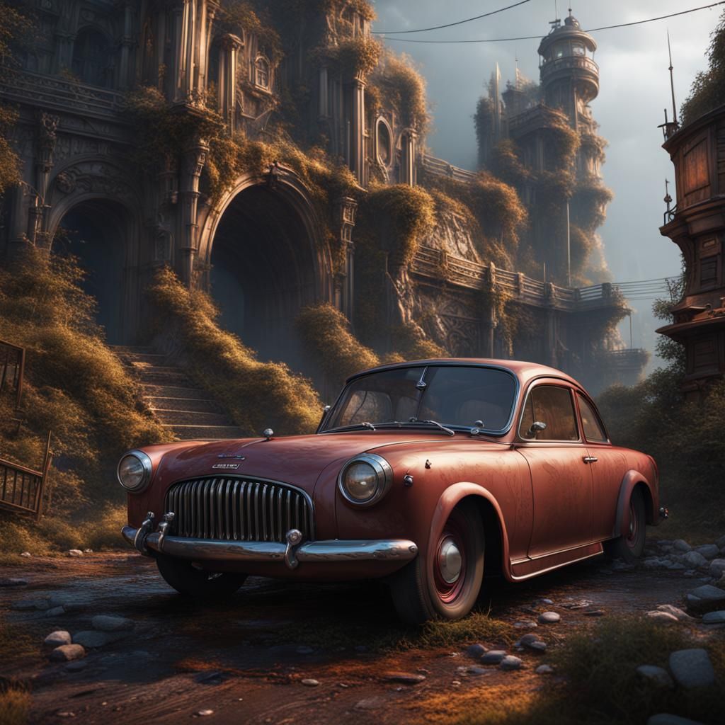 Fantastical Cars in Detailed Matte Painting