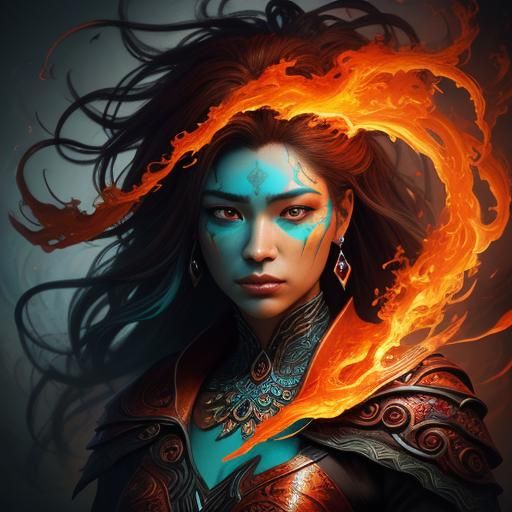 Ethereal Portrait of a Being Composed of Flames