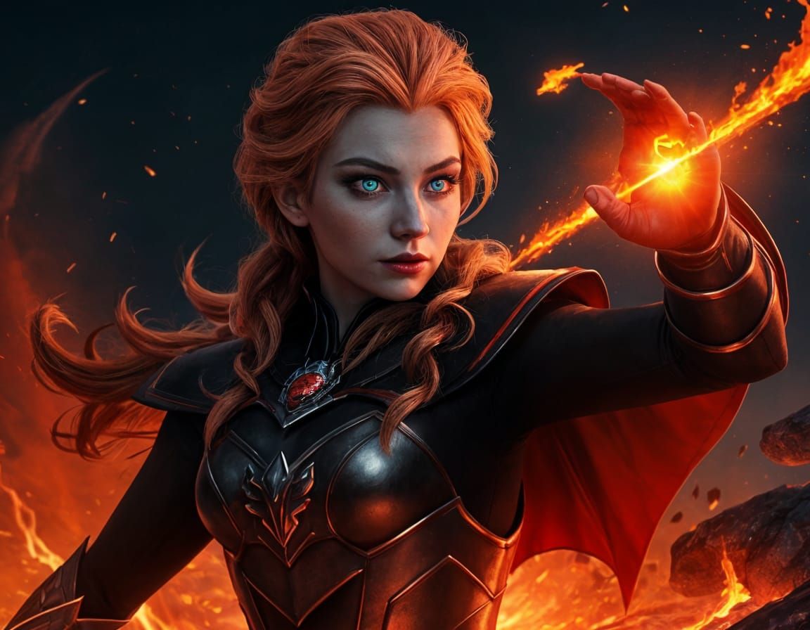 Dark Fire Queen Elsa with Lava Demon