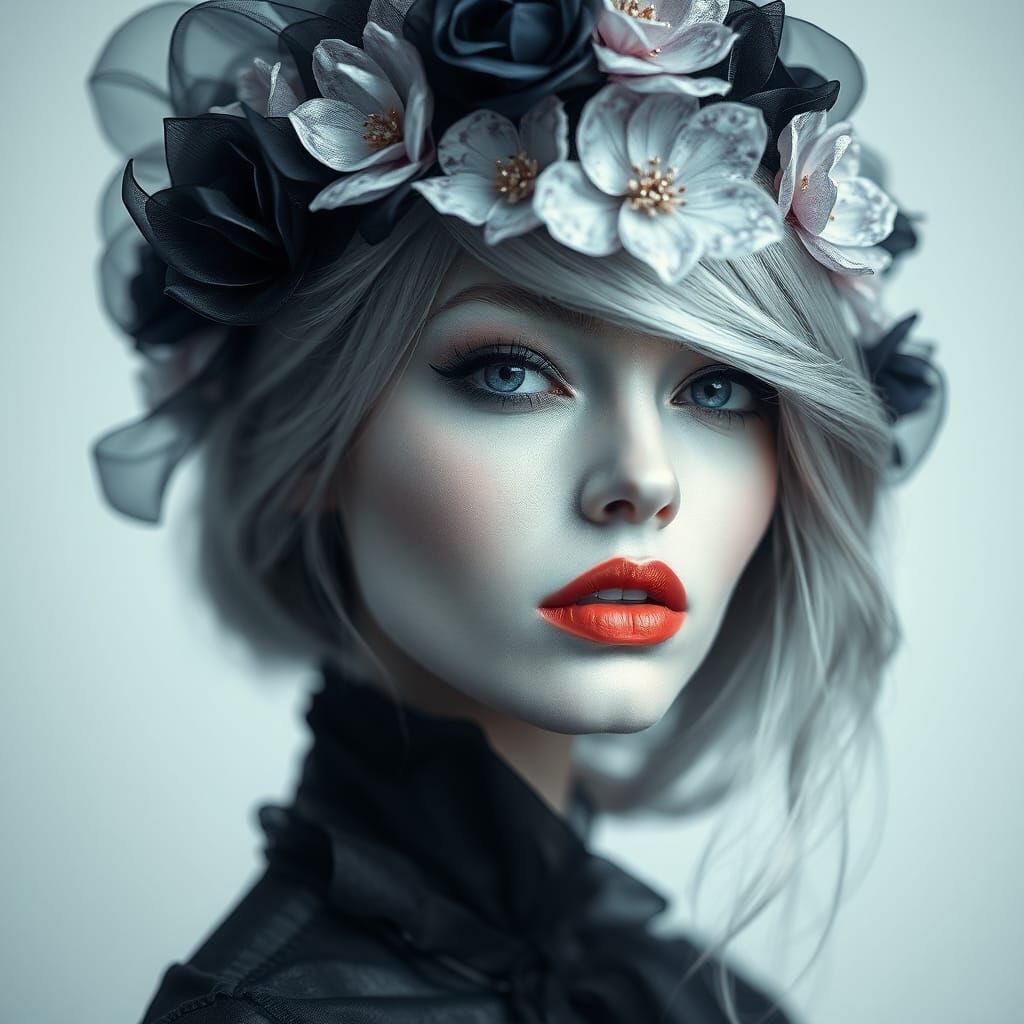 Elegant High Fashion Woman Portrait in Impressionist Style