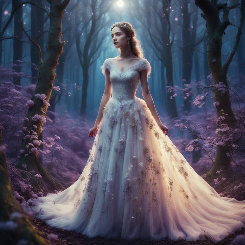 Moonlight Wedding Dress in Whimsical Forest