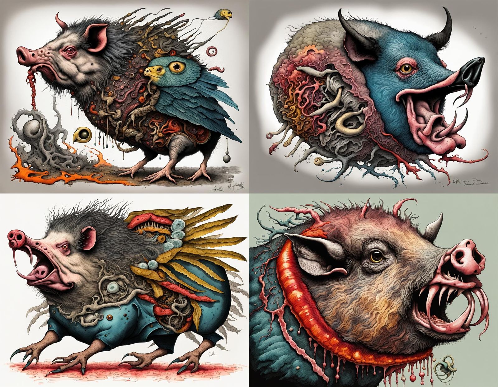 Bizarre Hybrid Creature: Ink Illustration