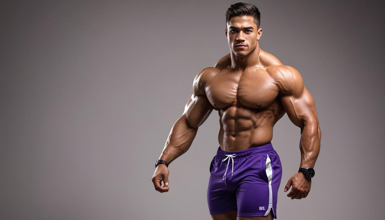 Giant Bodybuilder Flexing: Hyper-Realistic Digital Portrait