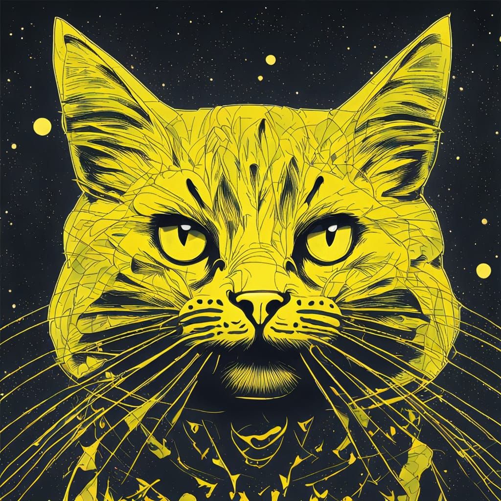 Vibrant Feline Alien in Yellow Hues