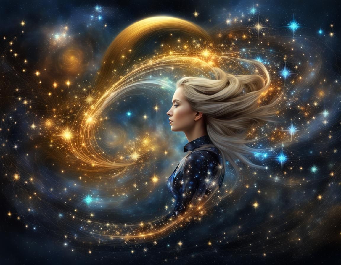 Woman with Hair of Stars and Galaxies