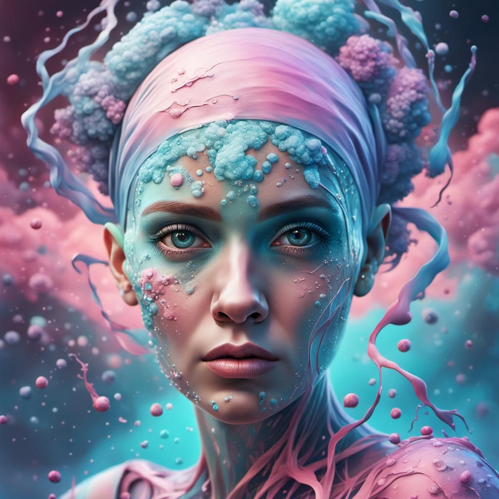 Abstract Woman in Pastel Colors for Cancer Awareness