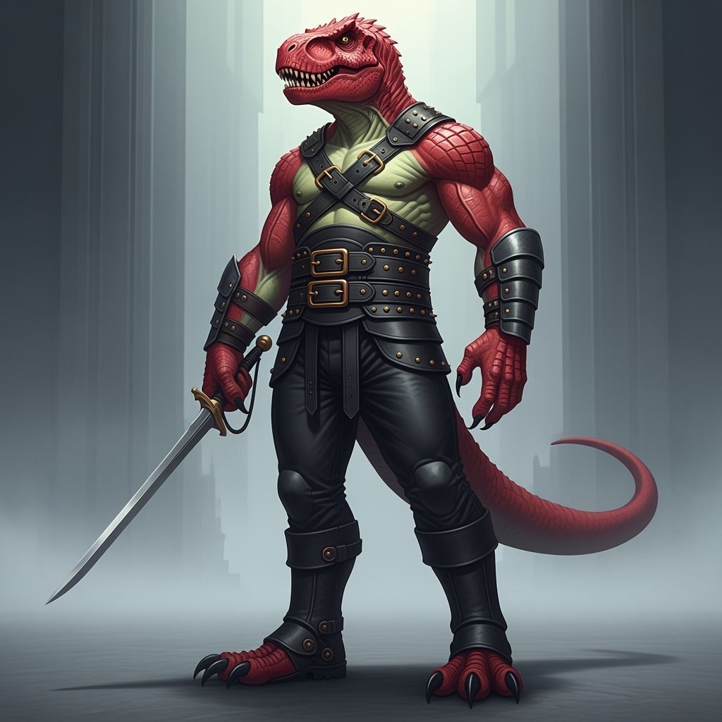 Anthropomorphic T-Rex Warrior in Fantasy Style