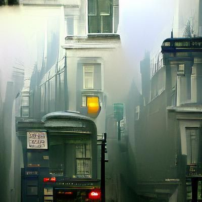 Misty London Street Scene