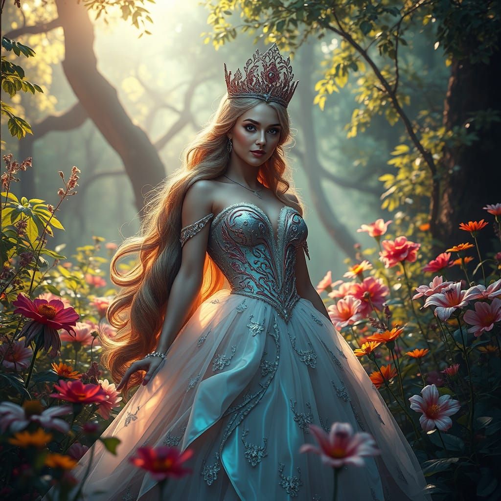 Regal Princess of the Natural World in Ethereal Gown