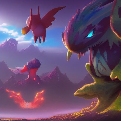 Detailed Pokemon Matte Painting in Deep Color