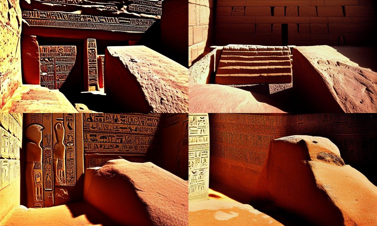 Egyptian Temple Entrance in Desert Canyon