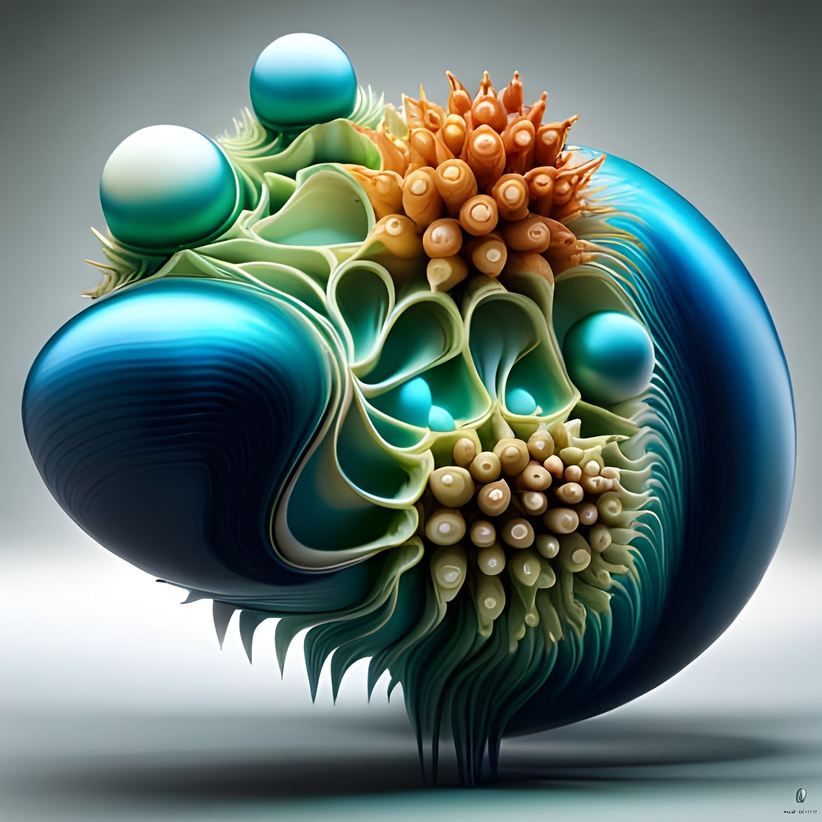 Iridescent Nova Fractals in Photorealistic 3D Sculpture
