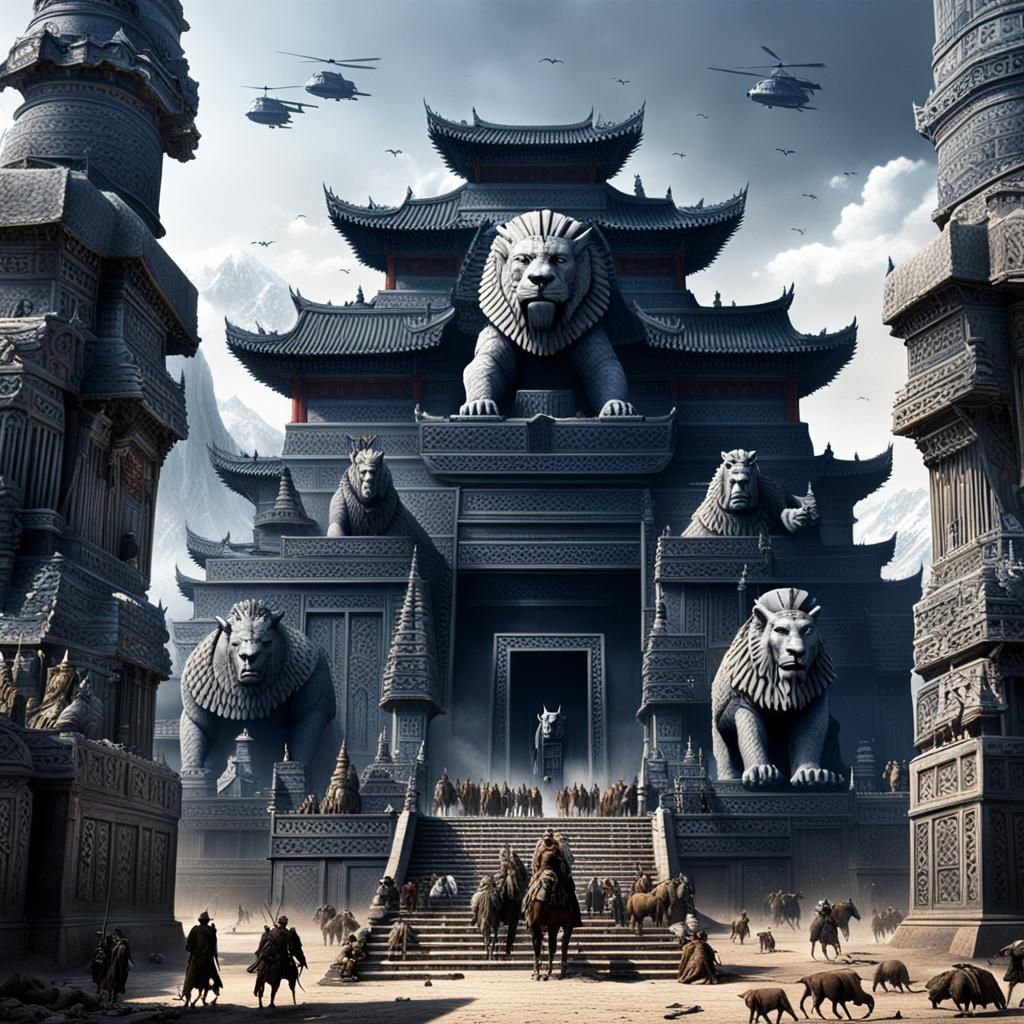 Animals Erecting Monuments: A Detailed Matte Painting