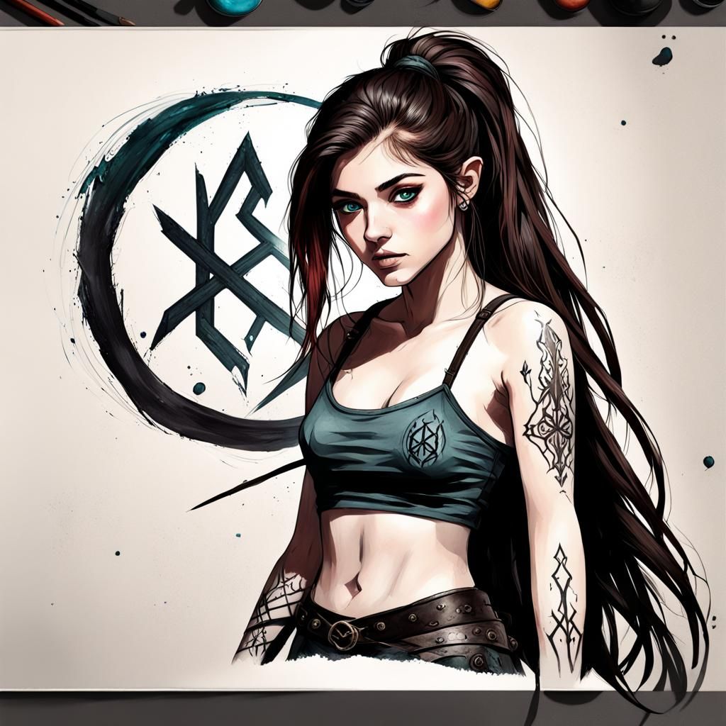 Fantasy Warrior Character Sheet in Anime Art Style