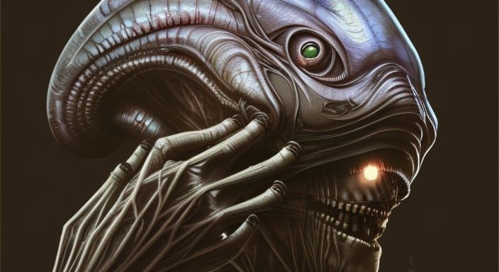 Alien Portrait in Cyberpunk Style