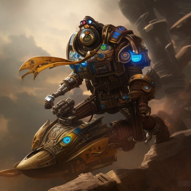 Steampunk Bounty Hunter Spaceship in Hyperrealistic Style