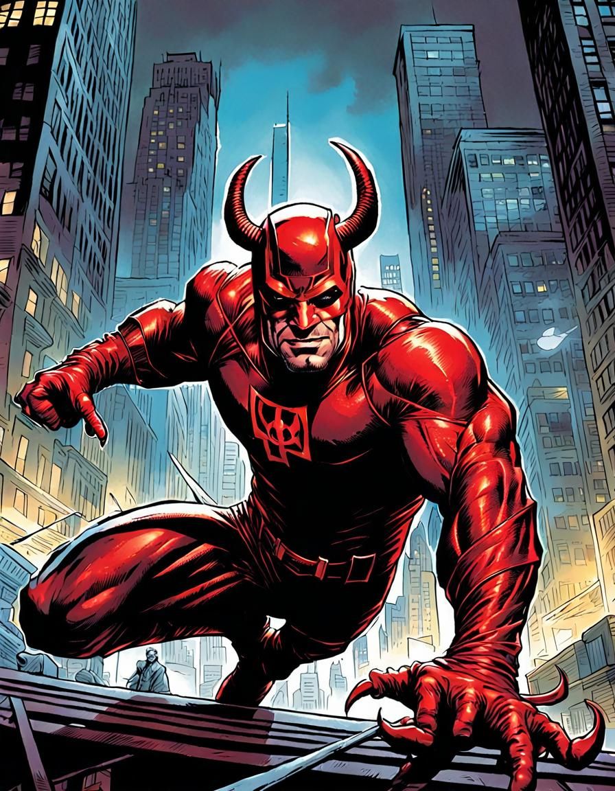 Satan as Daredevil in Comic Book Style