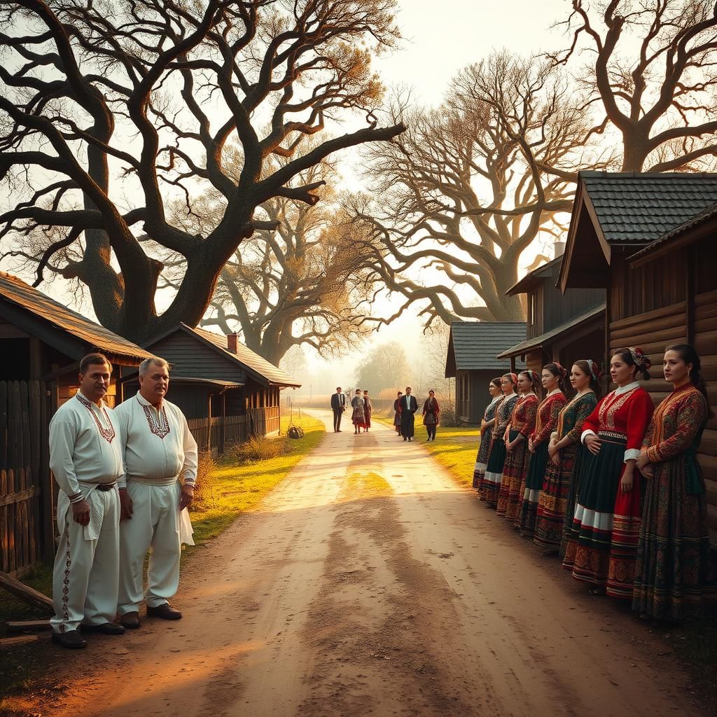 Golden Light on a Serene Polish Village