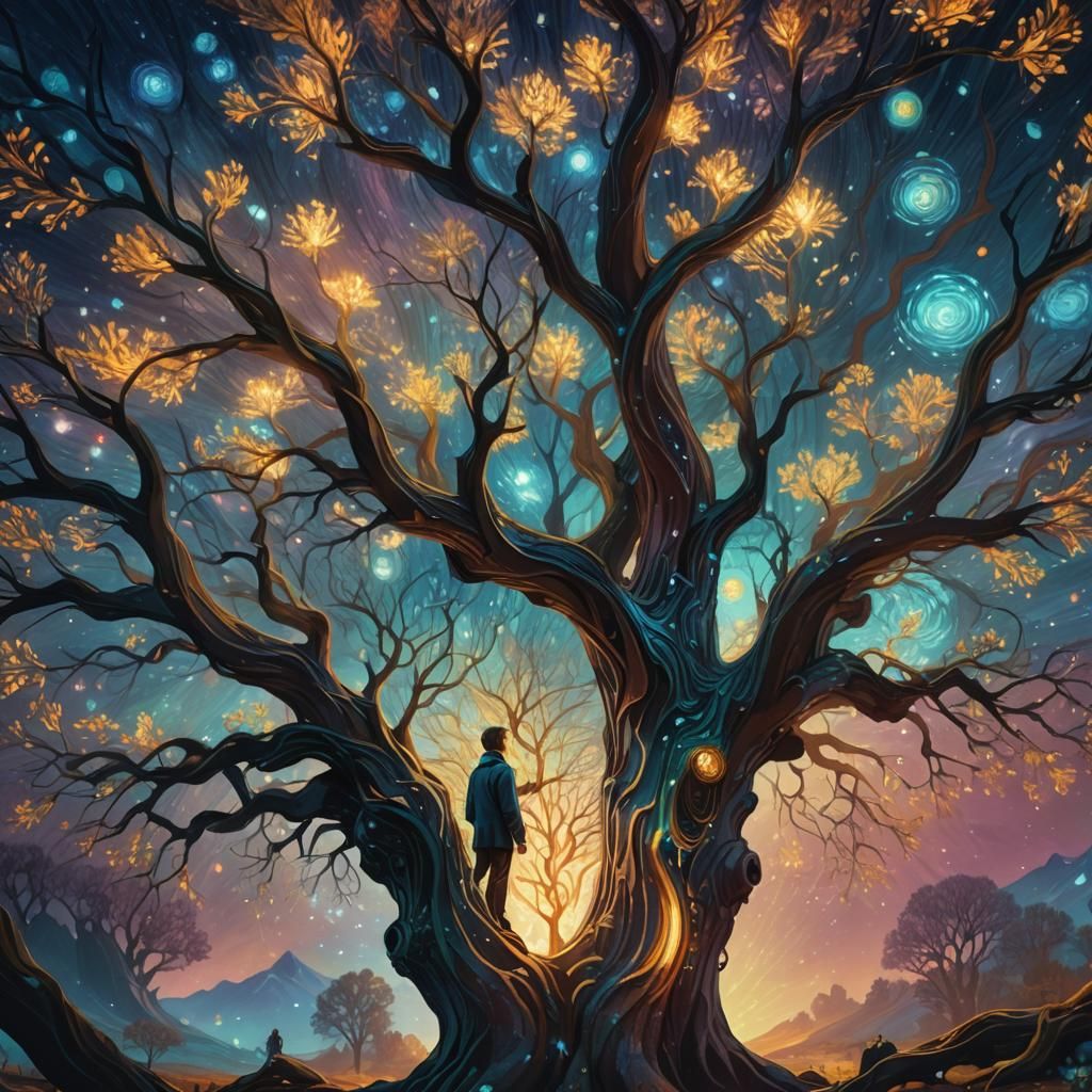 Figure in Crystalline Tree with Ethereal Energies