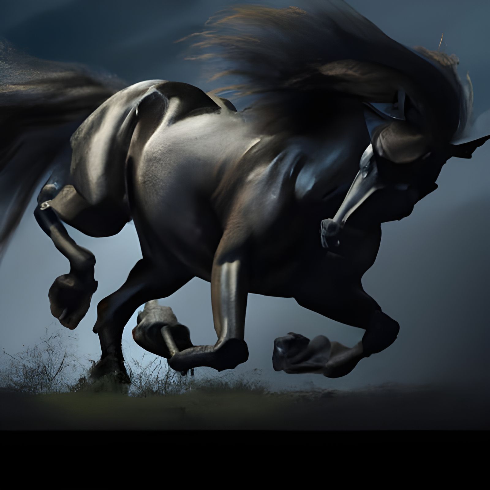 Demonic Stallion in Dark Fantasy Style