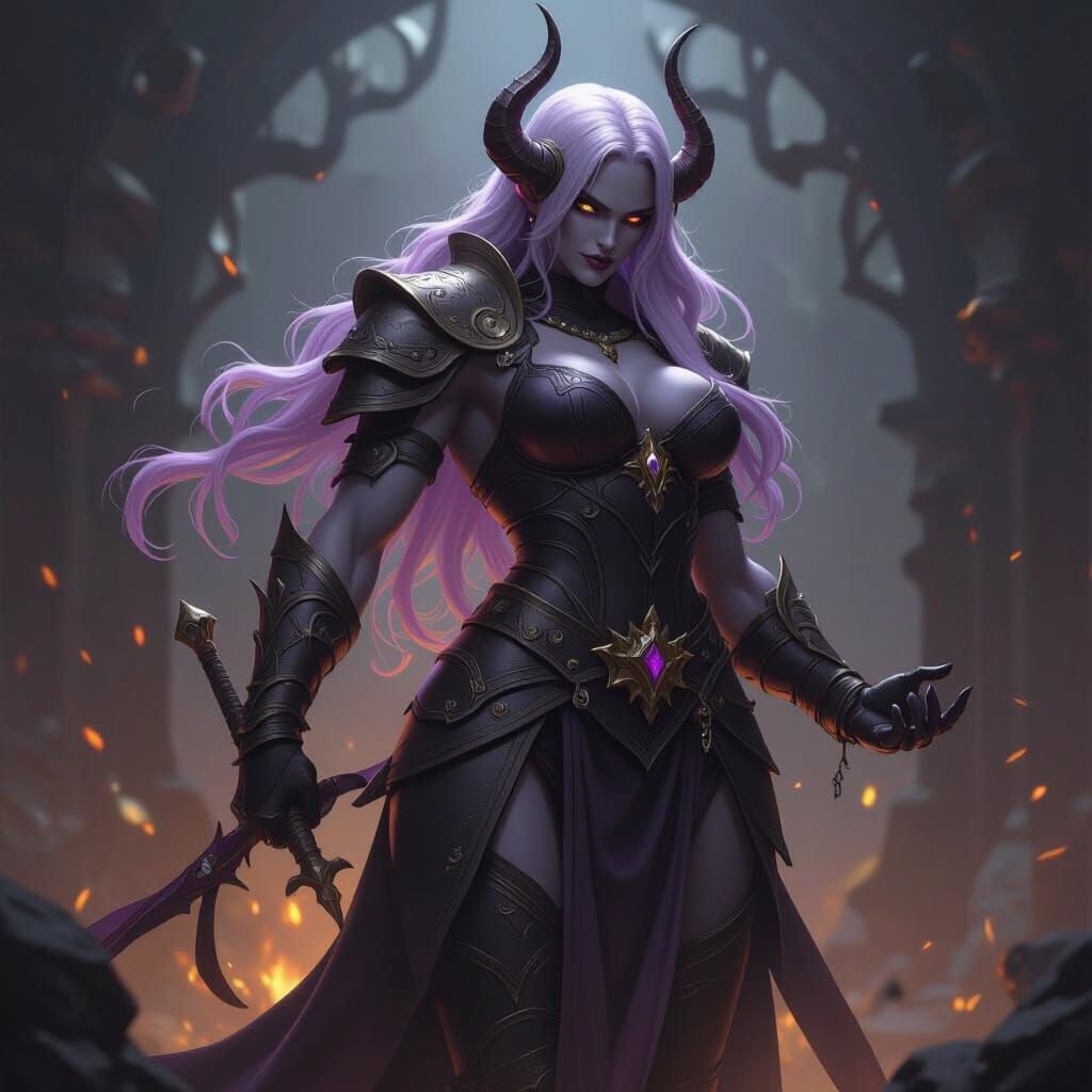 Dark Fantasy Drow Warrior in Leather Armor