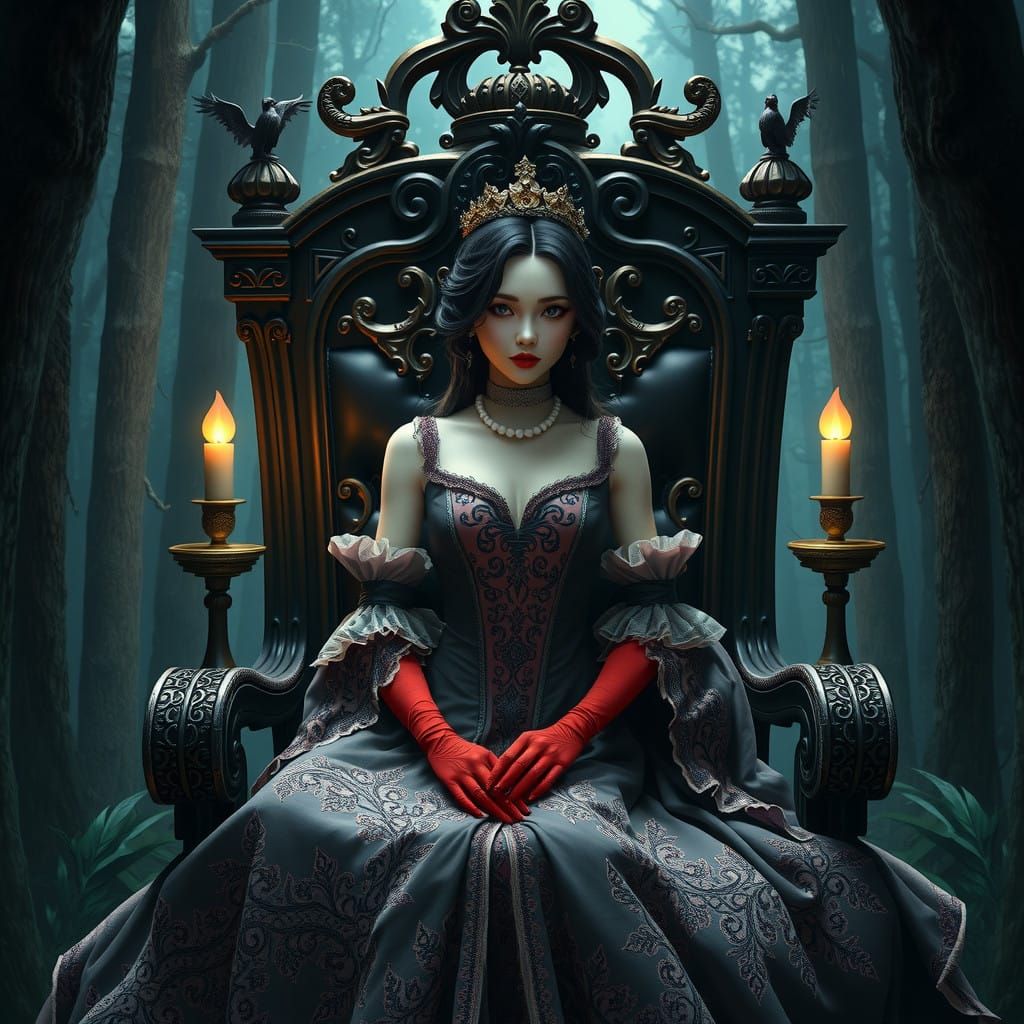 Elegant Vampire Princess in Victorian Gothic Splendor