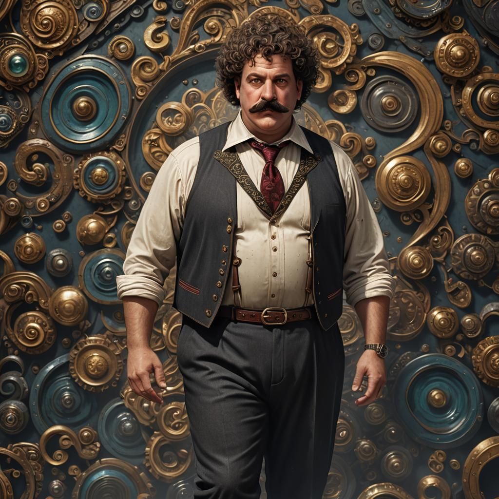 Realistic Portrait of a Man with Moustache, Matte Painting