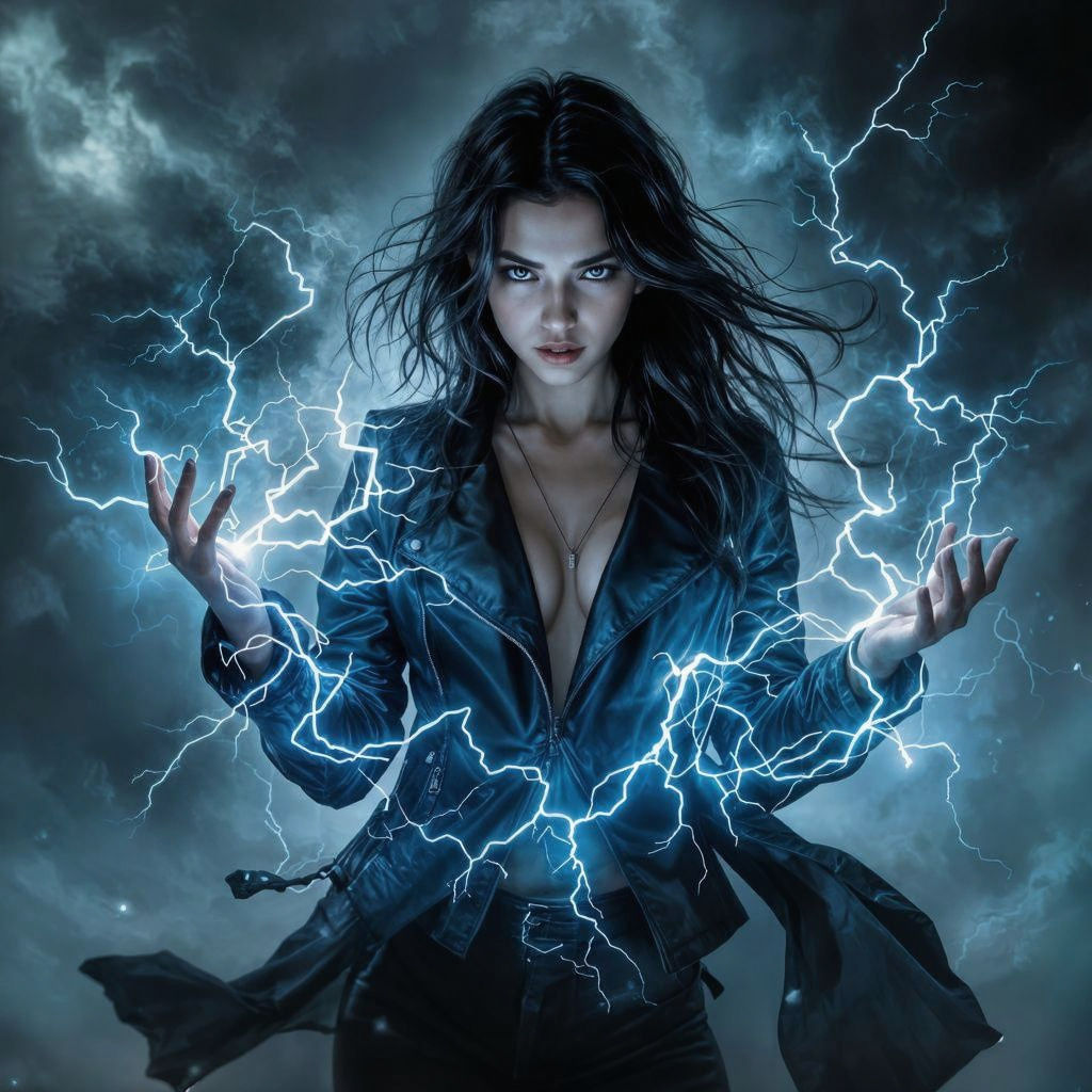 Surreal Hyperrealistic Goddess Commands the Stormy Skies