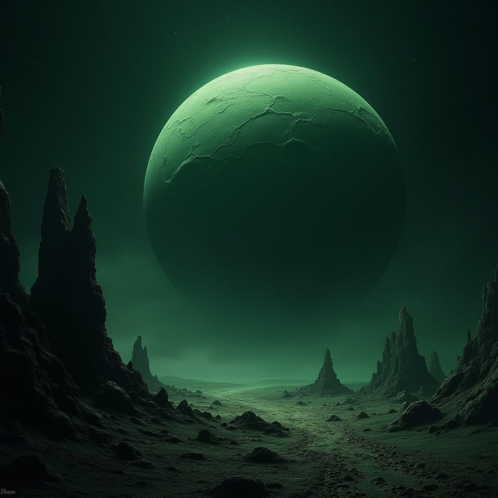 Eerie Planetoid in Deep Space: A Dark Fantasy Scene