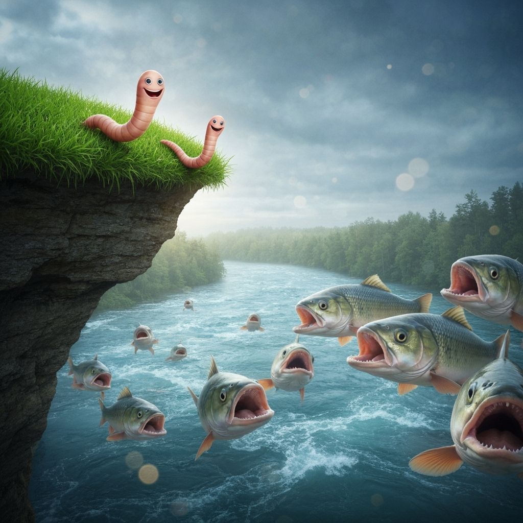 Surreal Photograph: Earthworms Leap Into River of Hungry Fis...