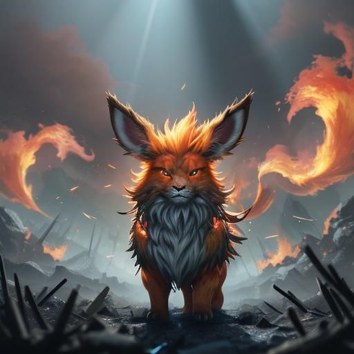 Flareon Portrait in Anime Style with Fiery Mane