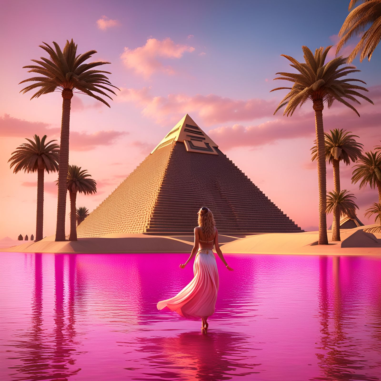 Egyptian Pyramids and Ziggurats in 3D Render