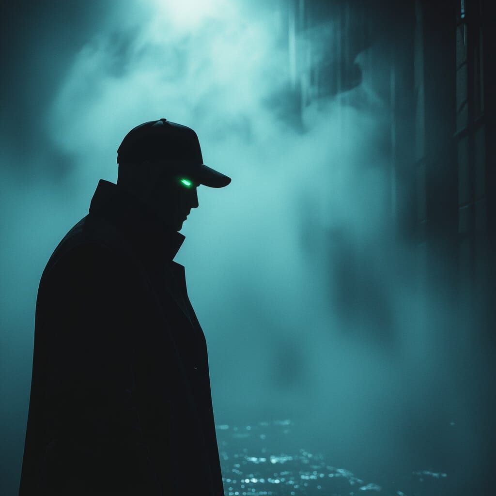 Mysterious Figure in Foggy Void with Cinematic Lighting