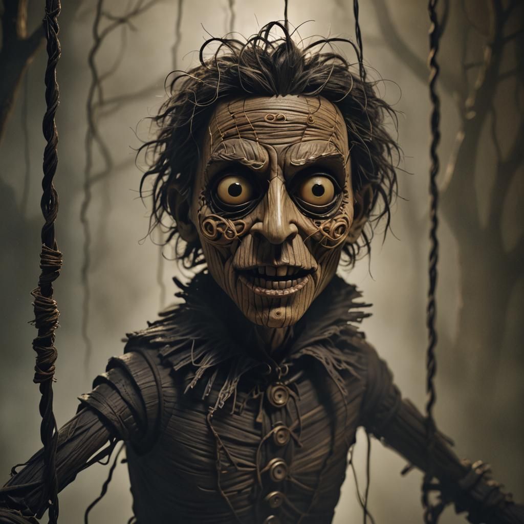 Menacing String Puppet in Victorian Fantasy Style