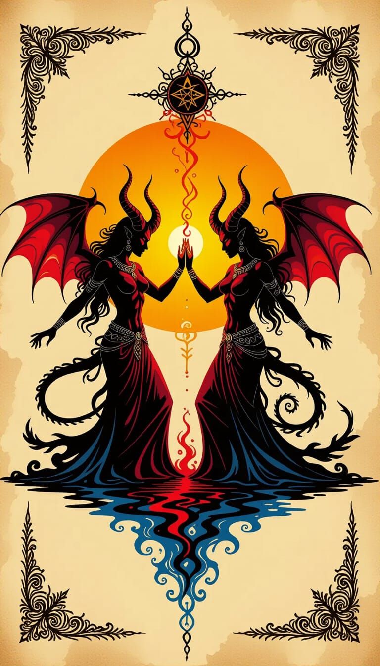 Twin Shadowflame Daemons in Ritual Dance