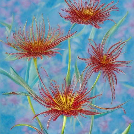 Vibrant Red Spider Lilies in Hyper-Realistic Bloom