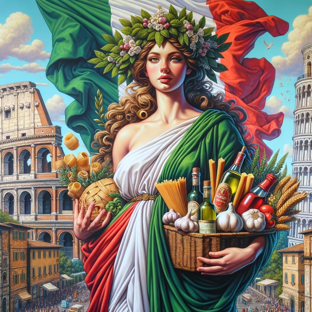 Venus Adorned in Italian Colors Before Landmarks