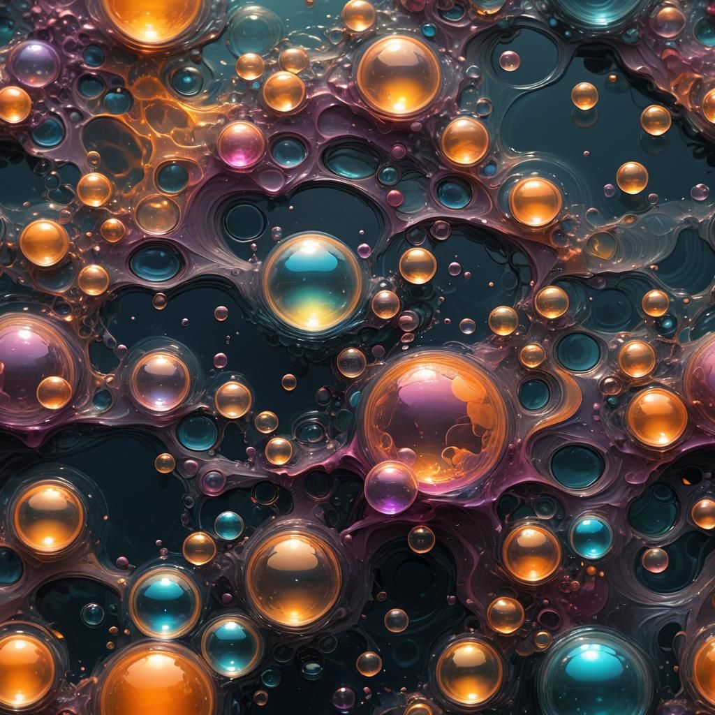Translucent Bubbles on Deep Water in Fantasy Style