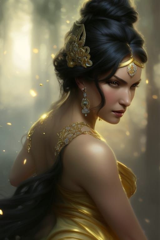 Woman in Flower Field Portrait, Fantasy Art