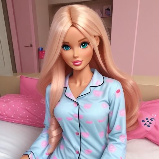 Cute Barbie Doll in Pajamas